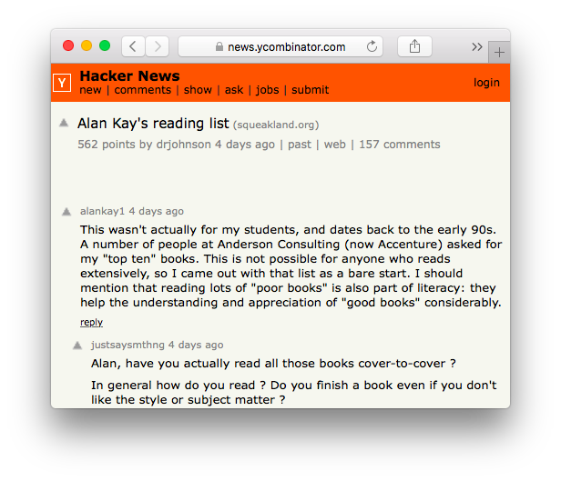 Hacker News Highlights, The Alan Kay Edition | Y Combinator